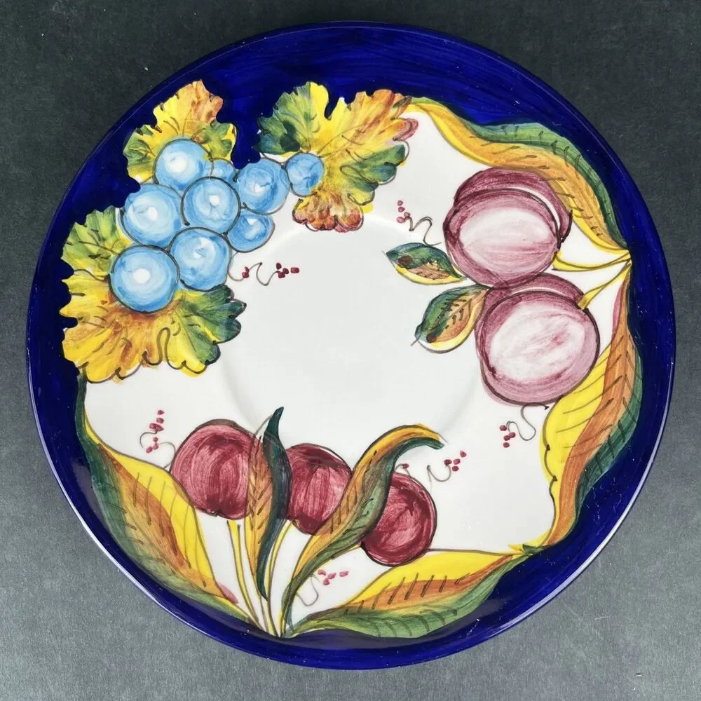 Italian Hand Painted Ravello Pottery Cup Saucer Plate Set Da‎ Lena Fruit Design
